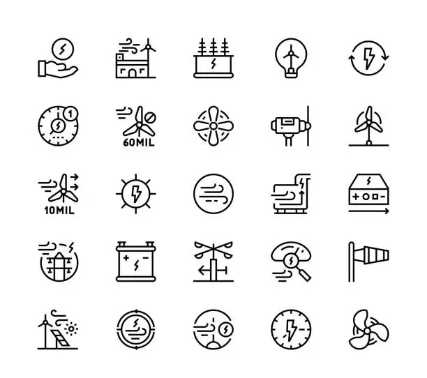 Vector illustration of Wind energy icons