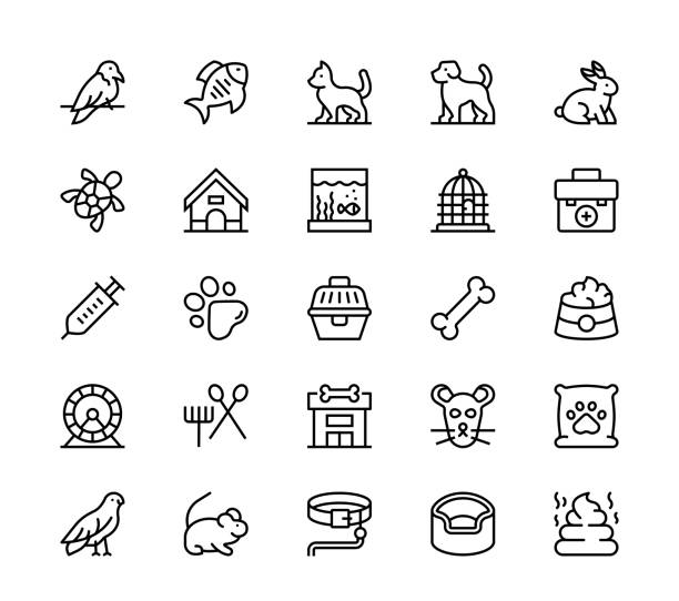 ilustraciones, imágenes clip art, dibujos animados e iconos de stock de iconos para mascotas - mascota exótica