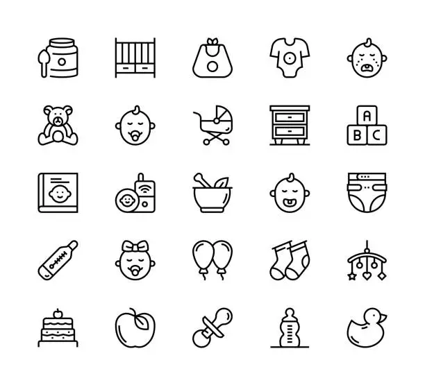 Vector illustration of Baby icons