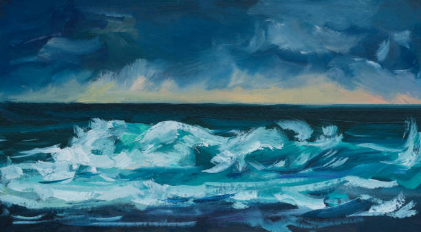 istock Sea oil painting. Abstract turquoise seascape. 1371896342