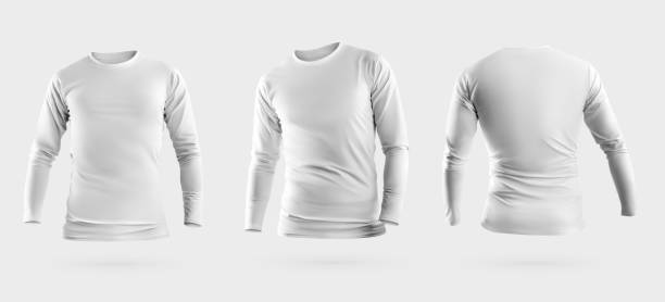 istock White sweatshirt mockup 3D rendering, male longsleeve, isolated on background, front, back. Set 1371897692