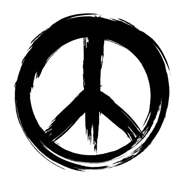ilustrações de stock, clip art, desenhos animados e ícones de grunge peace sign. peace sign in vintage style. - silêncio