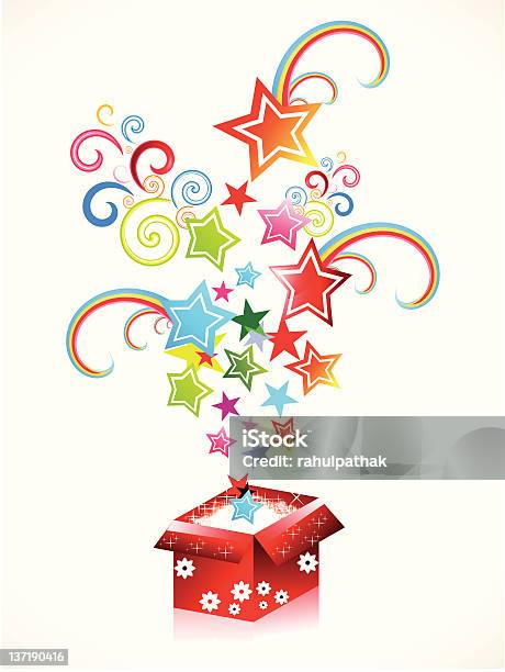 Abstract Colorful Artistic Magic Box Exploding Stock Illustration - Download Image Now - Abstract, Birthday, Birthday Present