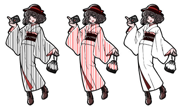 Ilustración de Ilustración De Cuerpo Completo Estilo Anime De Una Chica  Kimono Con Una Cámara y más Vectores Libres de Derechos de Ilustración -  iStock