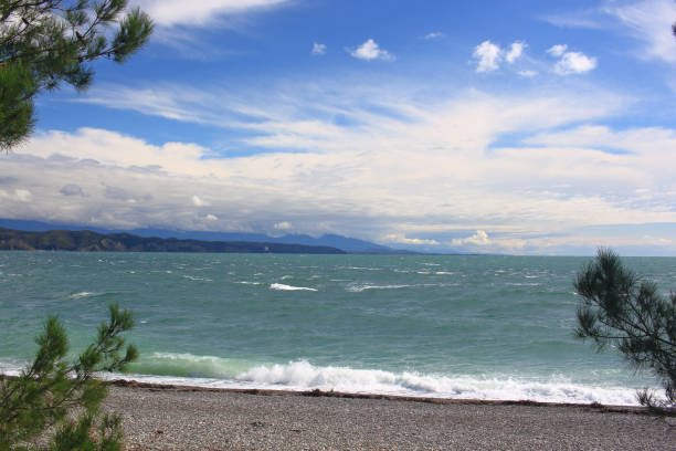 View of the beach in an autumn day