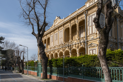 Havana, Cuba - December 11, 2016: The building of the Spanish embassy (Palacio Velasco) in Havana. Havana is the capital city of Cuba.