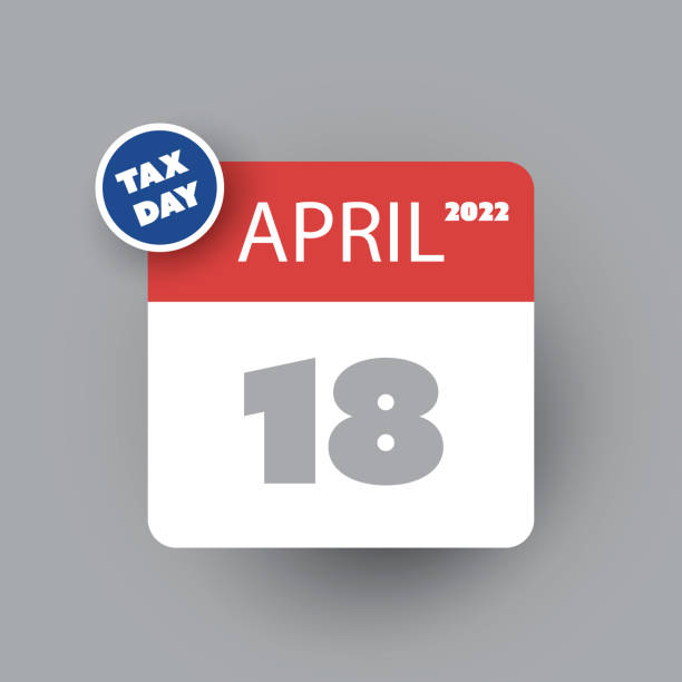 ilustraciones, imágenes clip art, dibujos animados e iconos de stock de concepto del día de impuestos de ee. uu. - plantilla de diseño de calendario 2022 - calendar tax april day