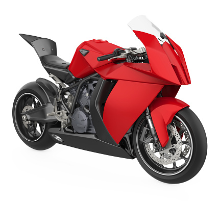 Red Sport Motorcycle isolated on white background. 3D render