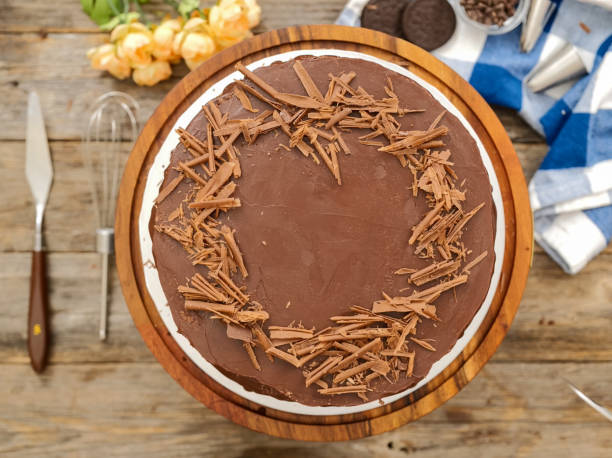 チョコレートチーズケーキ。チョコレートチーズケーキの美的ショット。 - chocolate cheesecake ストックフォトと画像