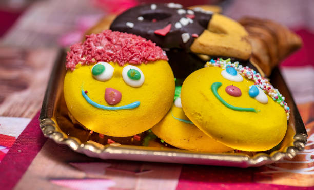 Colorful home made cookies on a tray