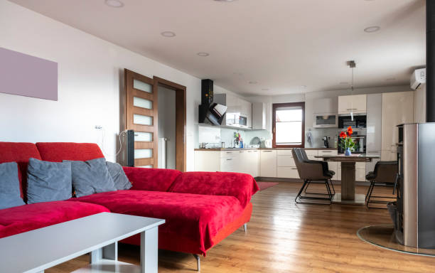 istock Living room, modern kitchen and dining room in the background 1371918912