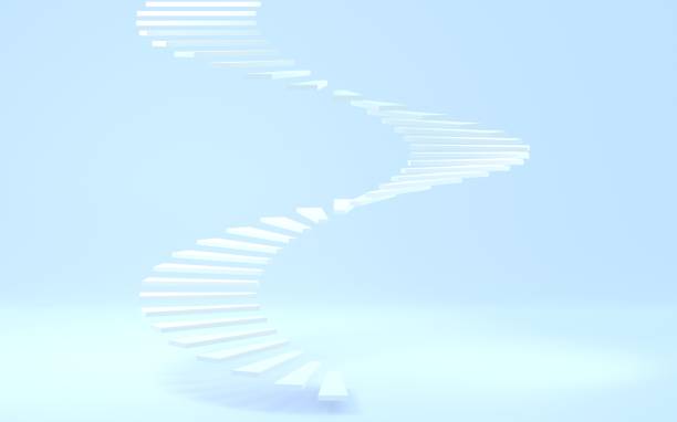 escalera de caracol blanca simple, 3dcg - 3dcg fotografías e imágenes de stock