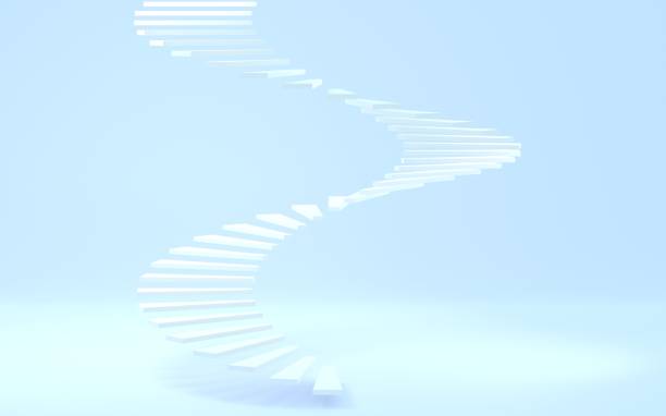 간단한 흰색 나선형 계단, 3dcg - spiral staircase circle steps staircase 뉴스 사진 이미지