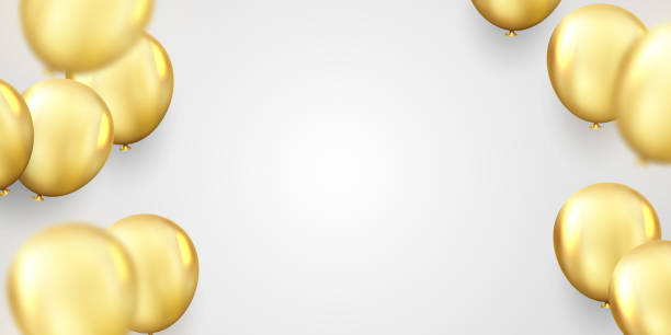 istock Golden Balloon Background Vector Illustration With Confetti For parties or celebrations 1371921193