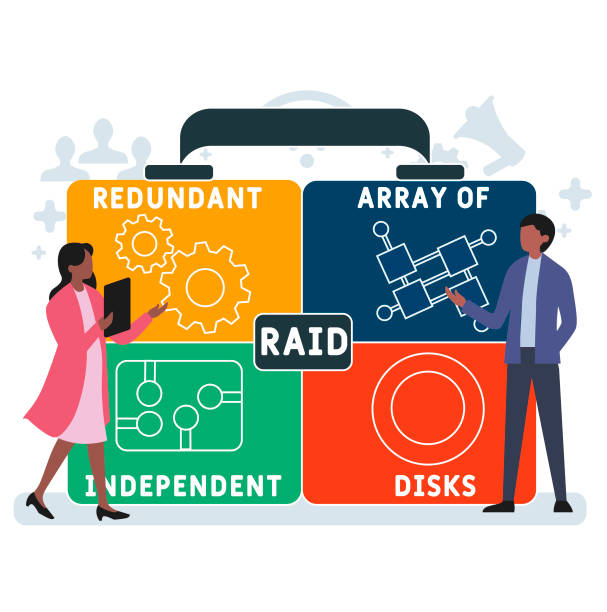 ilustrações de stock, clip art, desenhos animados e ícones de raid - redundant array of independent disks acronym - raid array