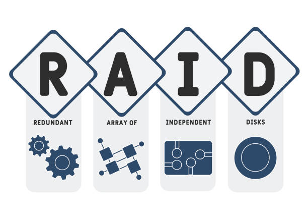 ilustrações de stock, clip art, desenhos animados e ícones de raid - redundant array of independent disks acronym - raid array