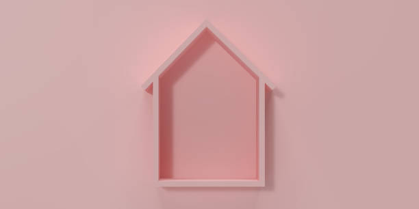 istock 3d pink house model outline on pink background 1371924012