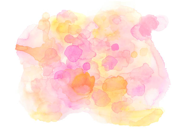 Abstract pink & orange watercolor background with white paper