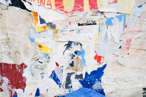 istock Ripped street poster background. Torn paper texture. 1371936482