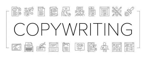 Vector illustration of Copywriting Content Strategy Icons Set Vector .