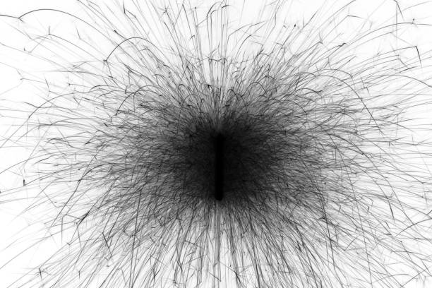 istock Abstraction black sparks from the explosion, metal particles inversion on white. 1371938193