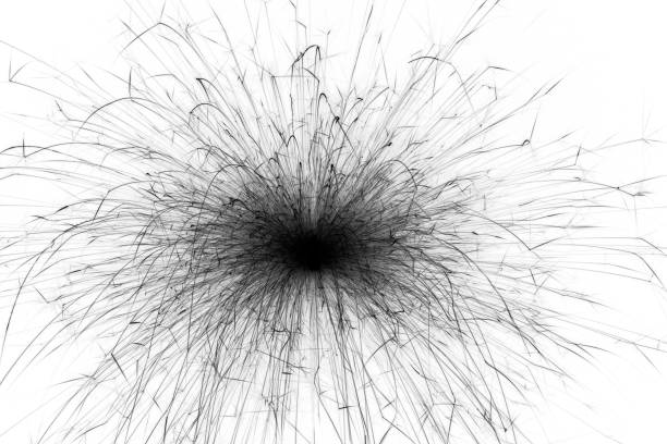 istock Monochrome layer of explosion, black on white sparks. Fireworks abstraction isolated on white. 1371938226
