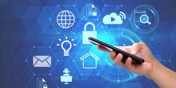 istock Idea of cyber security, On a virtual screen, a hand touches cloud computing and an icon network connection, as well as icon lock, technology, and data protection. 1371940950
