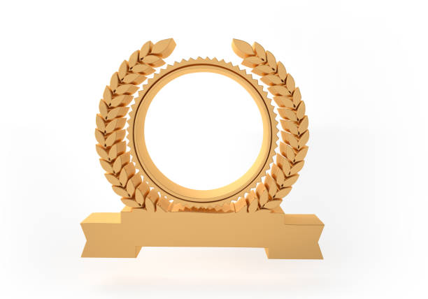 Golden Laurel wreath isolated on white background. 3D illustration.