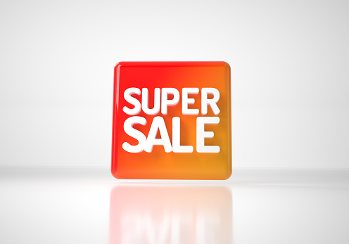 Super sale 3d text banner sales discount.  3d render graphic color tag label isolated on white background