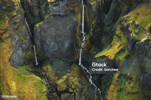 Waterfalls In South Iceland Stock Photo - Download Image Now - Iceland, Aerial View, Waterfall