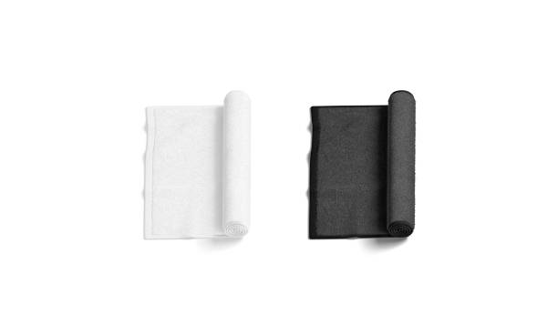 istock Blaank black and white twisted small towel mockup, isolated 1371944038
