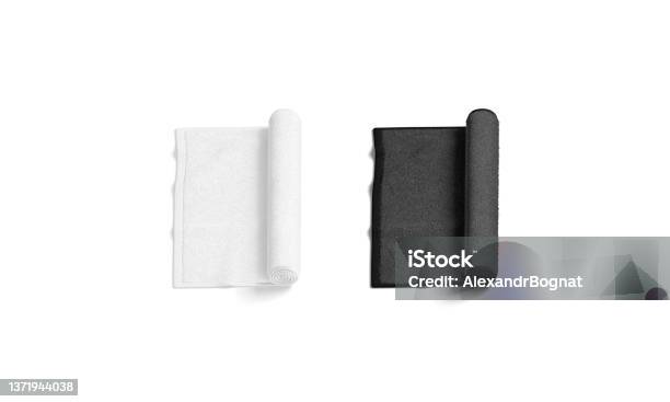 Blaank Black And White Twisted Small Towel Mockup Isolated Stock Photo - Download Image Now