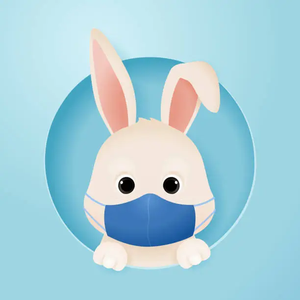 Vector illustration of Easter bunny with mask