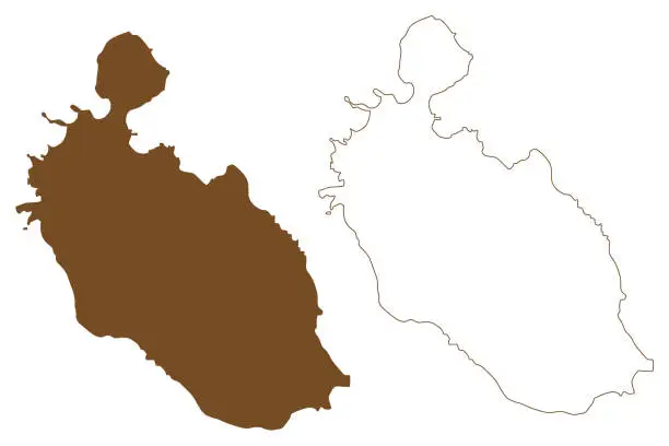 Vector illustration of Vulcano island (Aeolian Islands, Italian Republic, Italy) map vector illustration, scribble sketch Isola del Vulcan map