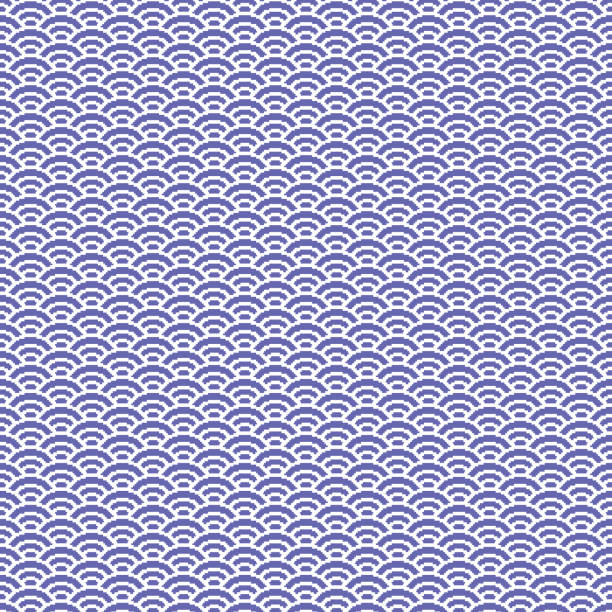 istock simple vector pixel art seamless pattern of minimalistic very peri and white scaly japanese water waves pattern 1371951442