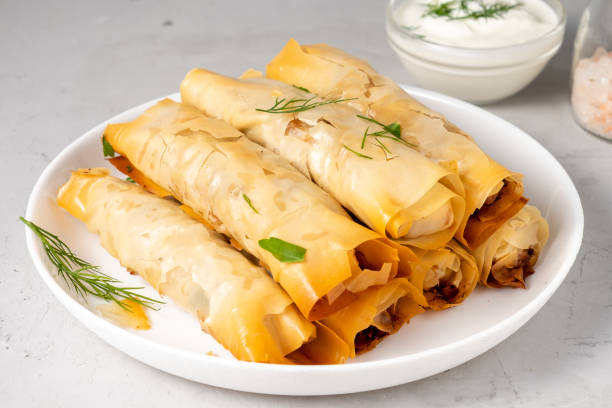 istock Moroccan pies with filling. spring rolls cigars 1371954812