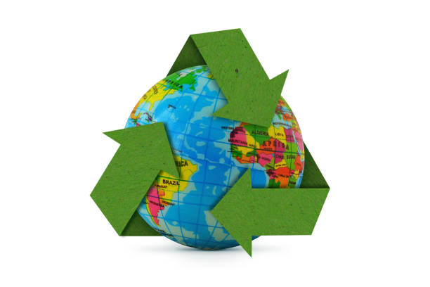 Planet earth with recycling symbol - Concept of ecology and recycling stock photo