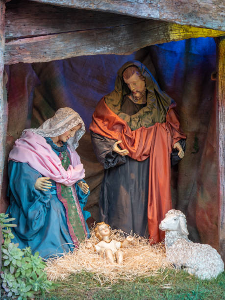 istock Nativity Scene with Figures - Baby Jesus, Mary, Joseph 1371960312
