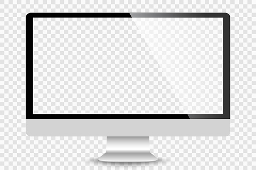 Realistic modern thin frame display computer monitor vector illustration. JPG