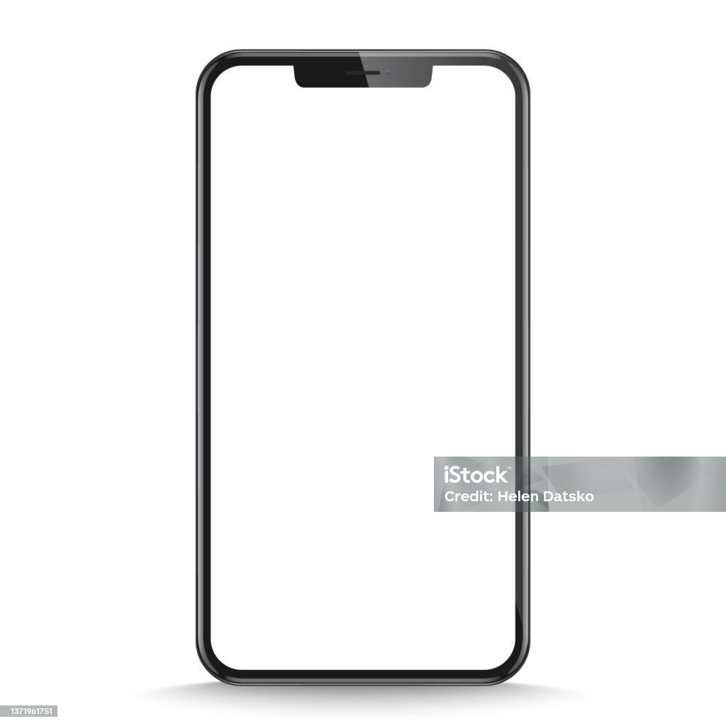 Studio shot of Smartphone with blank white screen for Infographic Global Business . Front View Display.Vector illustration. JPG - Royalty-free Akıllı Telefon Vector Art