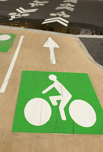 istock Bicycle road signs painted on asphalt 137196282
