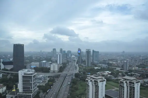 View of Jakarta's skyscrapers from above