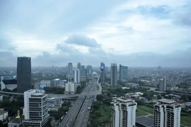 View of Jakarta's skyscrapers from above