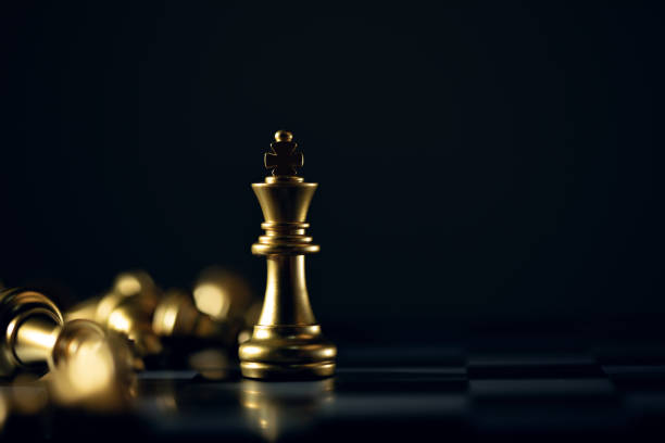 istock chess with leader. Successful Business leader concept 1371967873