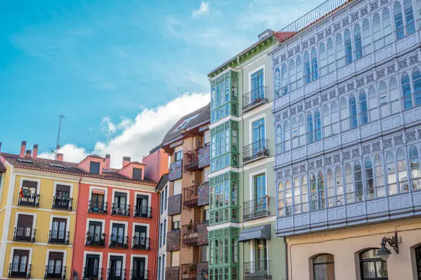 Traditional architecture of buildings in the Plaza del Val in the city of Valladolid, Spain