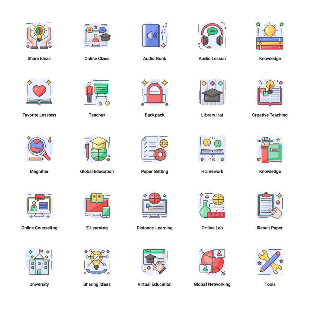 ilustrações de stock, clip art, desenhos animados e ícones de online education - web page internet computer laptop