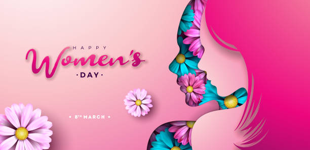istock 8 March. Happy Women's Day Floral Illustration. International Womens Day Vector Design with Spring Colorful Flower and Young Woman Silhouette on Pink Background. Women or Mother Day Theme Template for Flyer, Greeting Card, Web Banner, Holiday Poster or Pa 1371971299