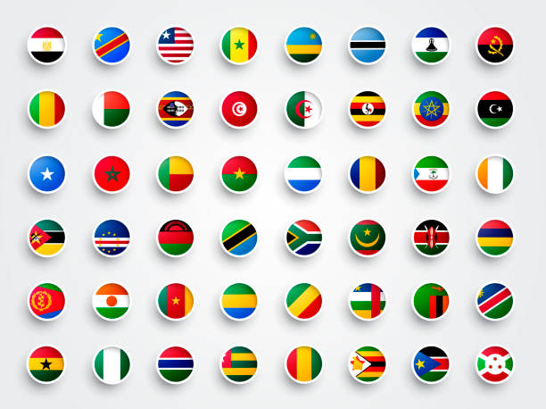 zestaw przycisków giant round africa flag - state of eritrea stock illustrations