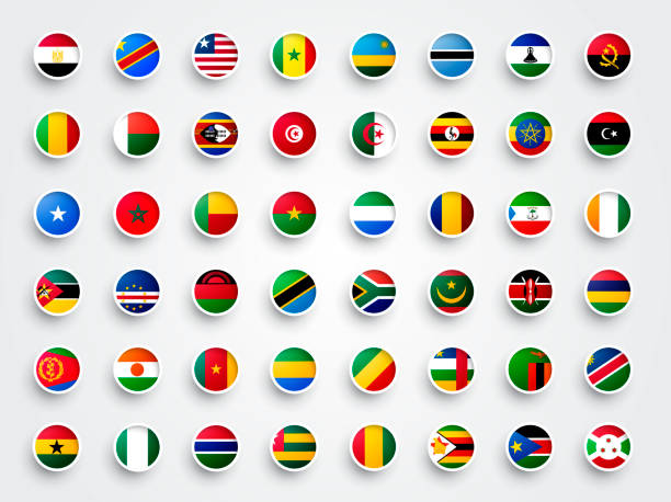 ilustrações de stock, clip art, desenhos animados e ícones de giant round africa flag button set - state of eritrea