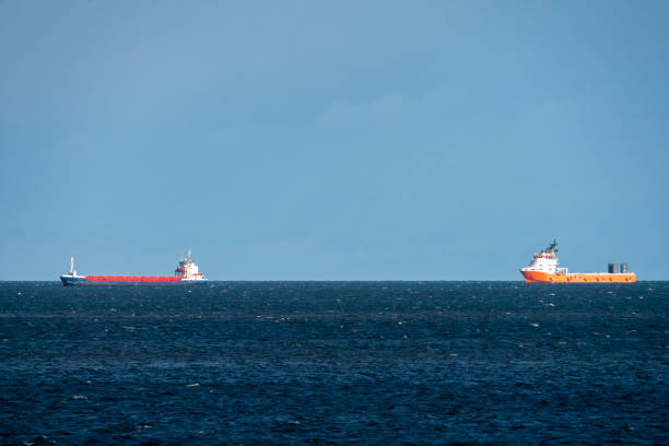 Tankers on the North Sea off Whitley Bay.